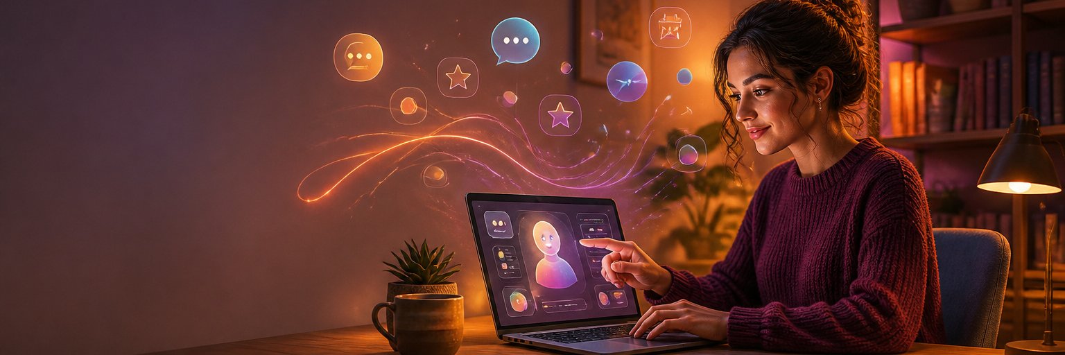 Person creating a personalised AI companion on a laptop