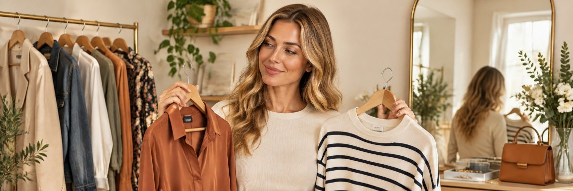 Valentina Fashion Amigo exploring personal style and outfit combinations in a stylish dressing area